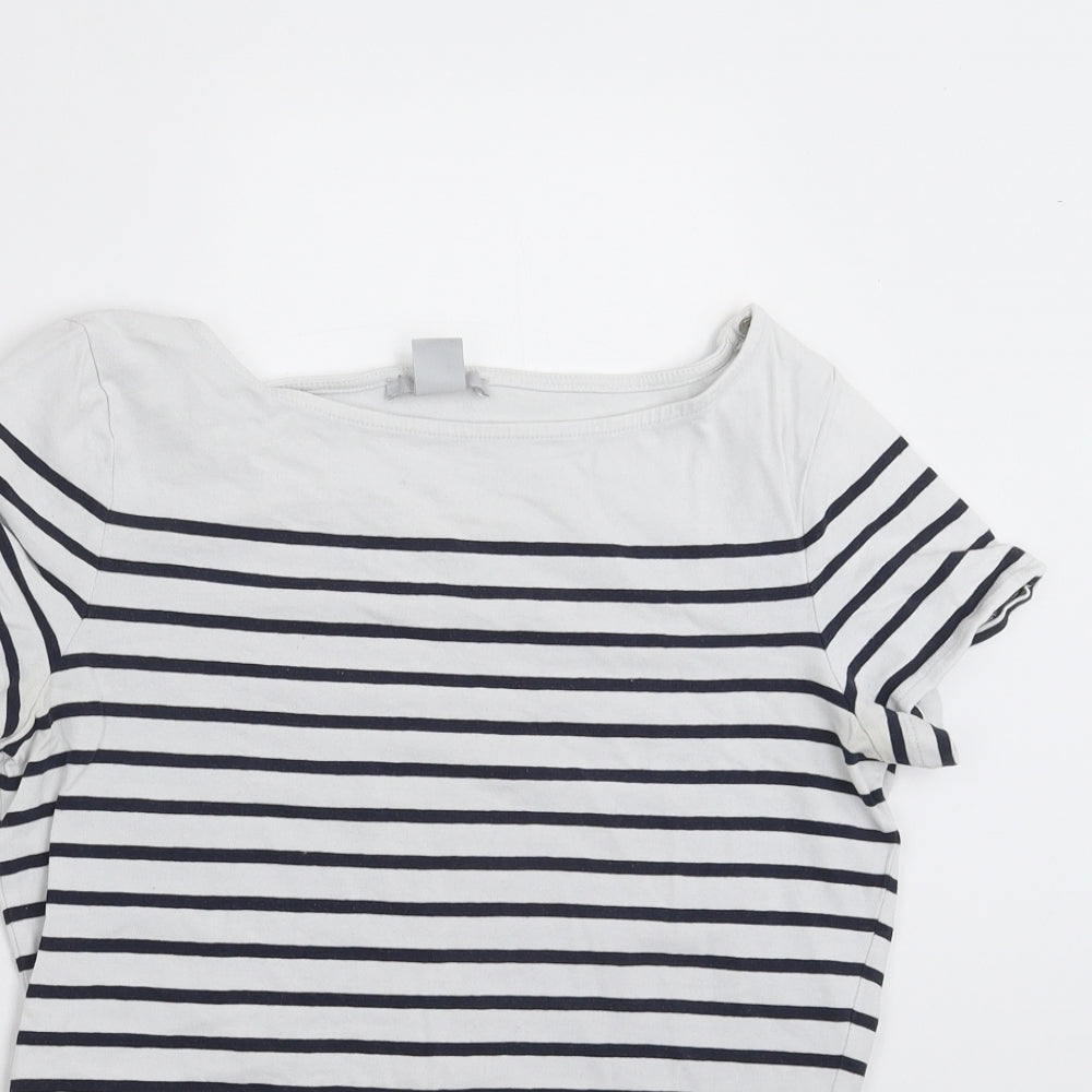H&M Womens Blue Striped  Basic T-Shirt Size M