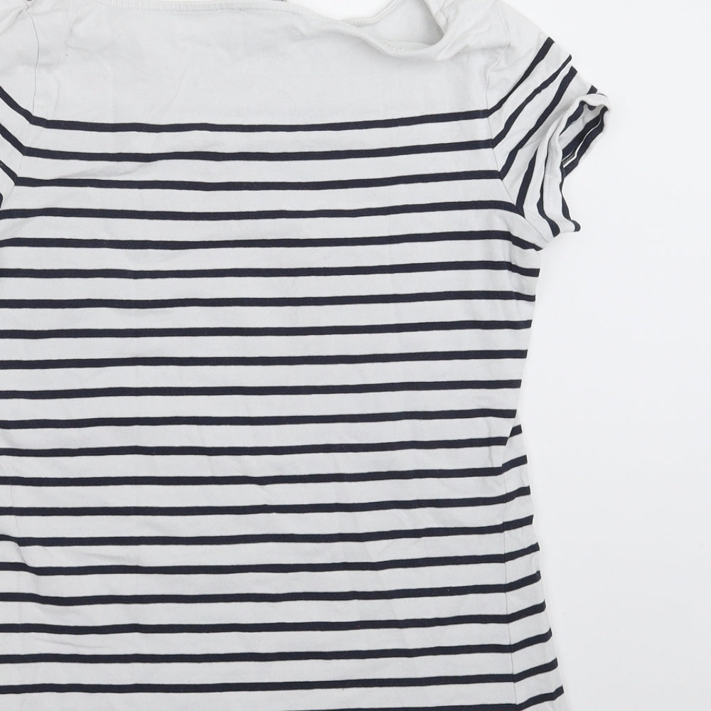 H&M Womens Blue Striped  Basic T-Shirt Size M