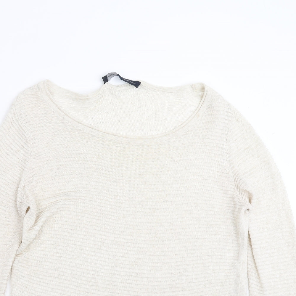 French Connection Womens Beige Striped Knit Pullover Jumper Size L