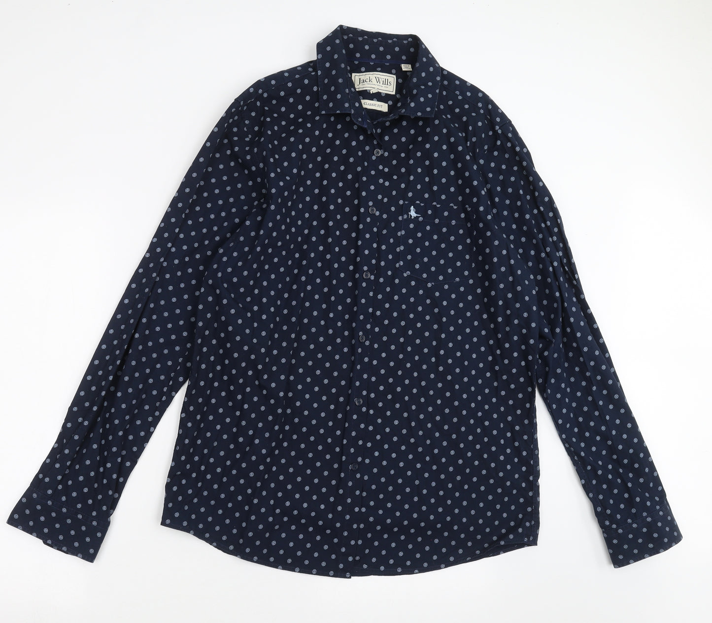 Jack Wills Mens Blue Geometric   Dress Shirt Size L