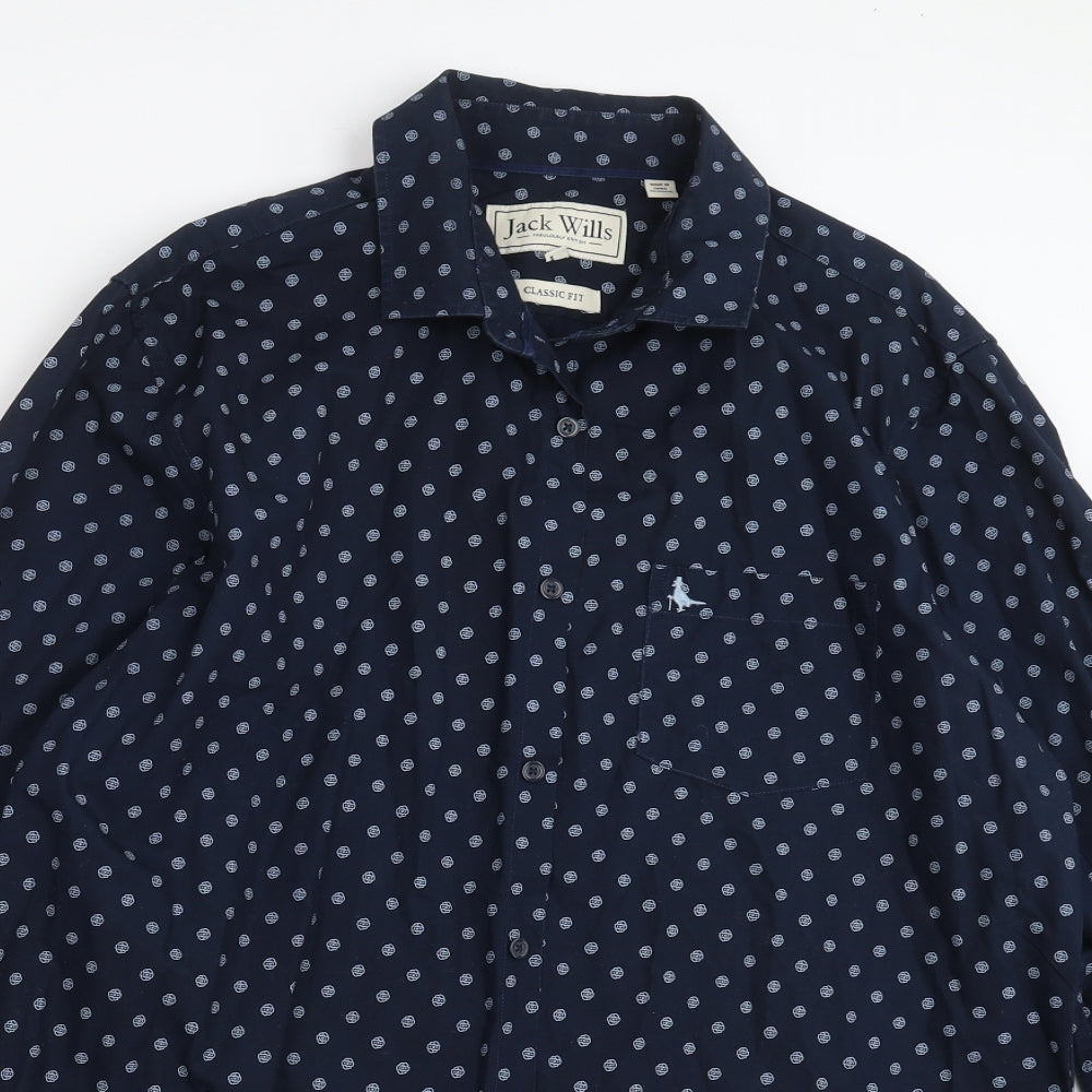 Jack Wills Mens Blue Geometric   Dress Shirt Size L