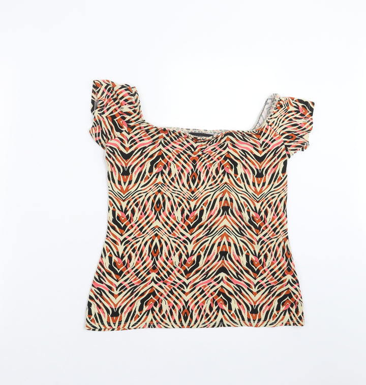 Dorothy Perkins Womens Multicoloured Geometric  Basic T-Shirt Size 12