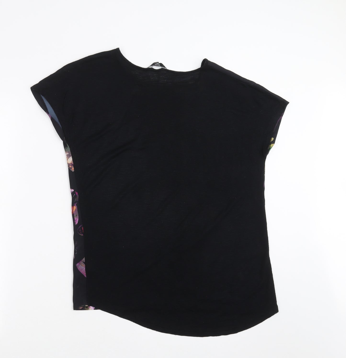F&F Womens Black   Basic T-Shirt Size 12  - butterflies