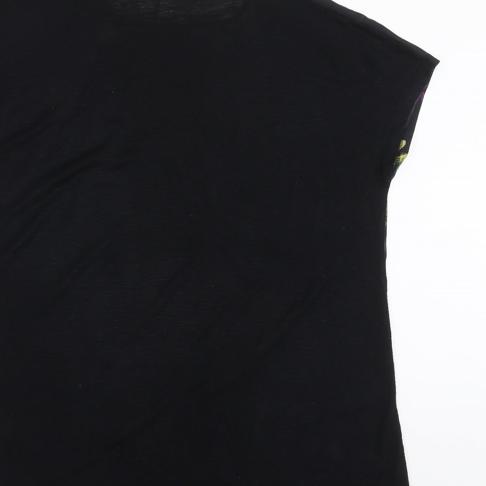 F&F Womens Black   Basic T-Shirt Size 12  - butterflies