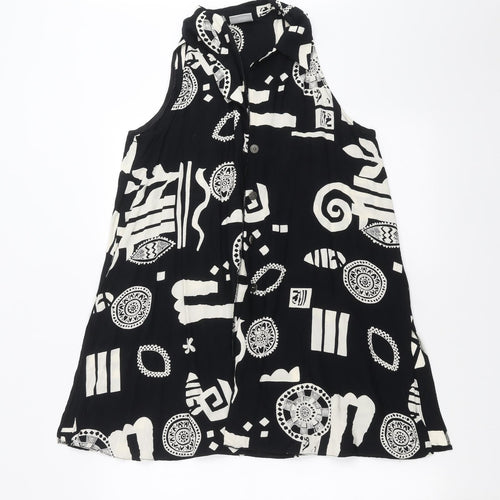 Style Incorperated Womens Black Geometric  Basic Blouse Size 10