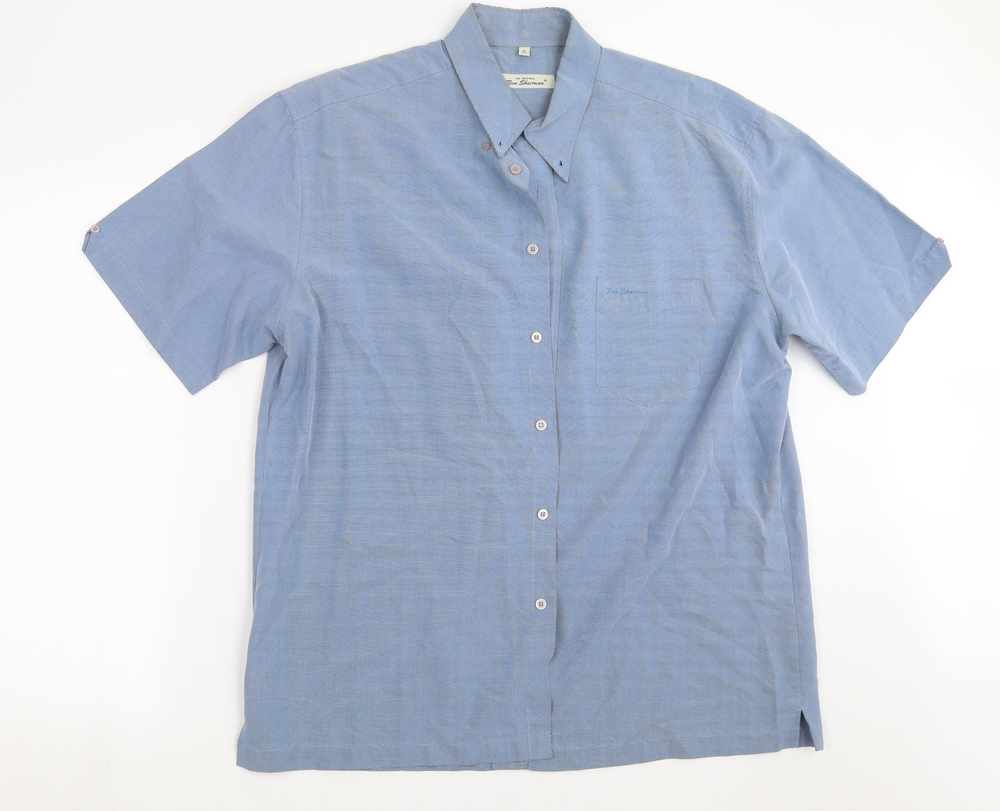 Ben Sherman Mens Blue Geometric   Button-Up Size XL