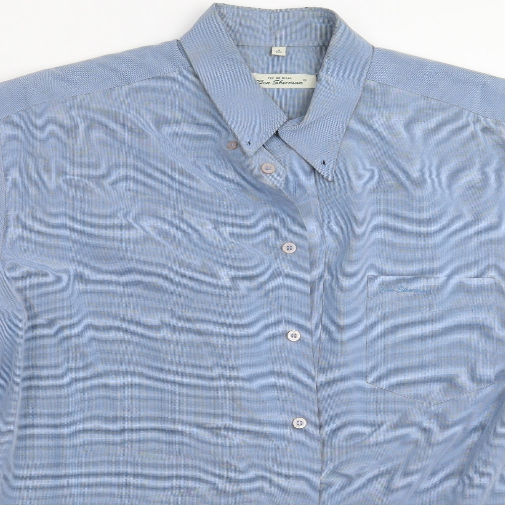 Ben Sherman Mens Blue Geometric   Button-Up Size XL