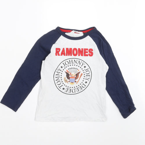 H&M Boys White   Basic T-Shirt Size 4-5 Years  - Ramones