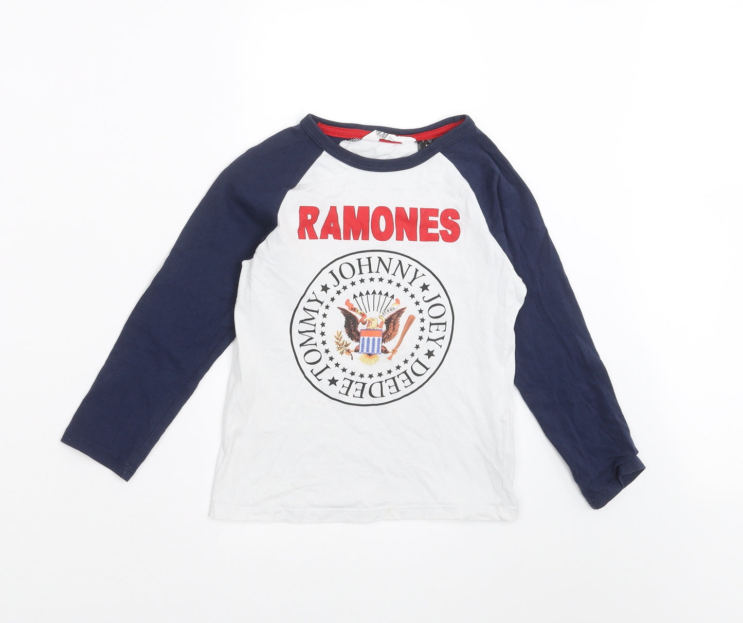 H&M Boys White   Basic T-Shirt Size 4-5 Years  - Ramones