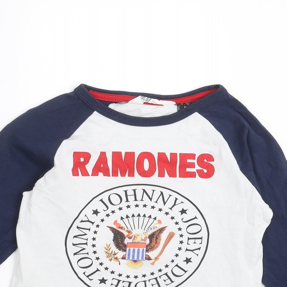 H&M Boys White   Basic T-Shirt Size 4-5 Years  - Ramones