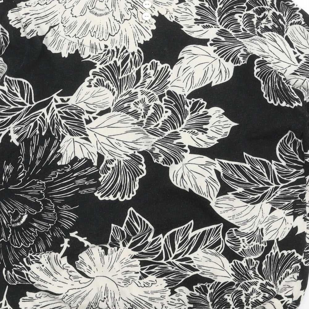 NEXT Womens Black Floral Knit Pullover Jumper Size 14