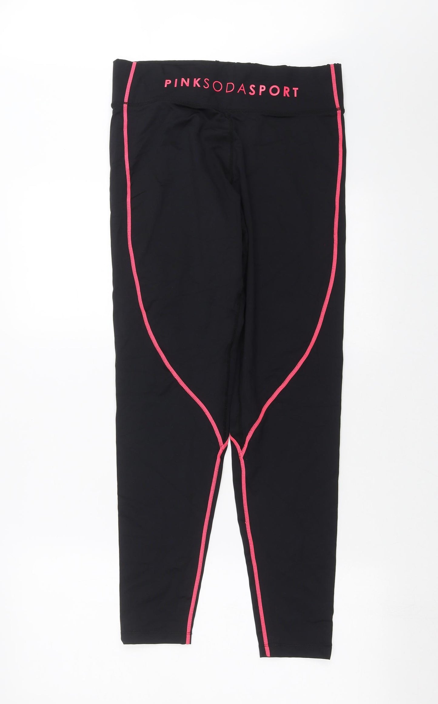 Pink Soda Womens Black   Compression Leggings Size 14 L27 in
