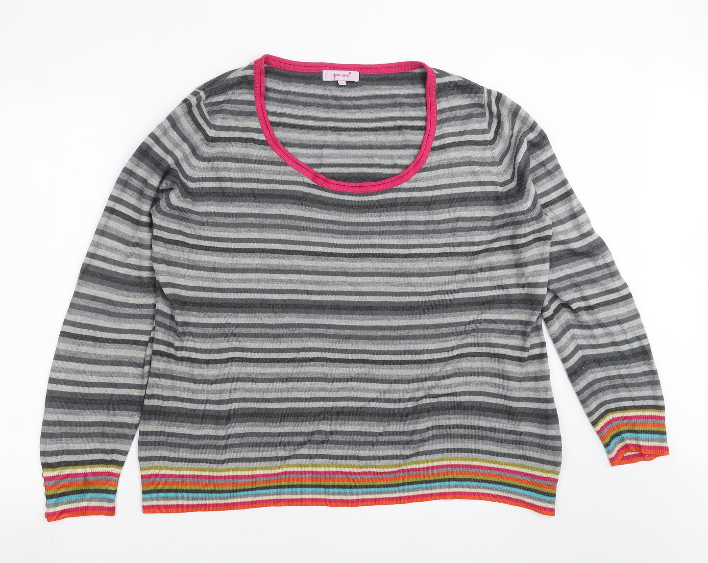 Marks and Spencer Womens Grey Striped Knit Pullover Jumper Size 20