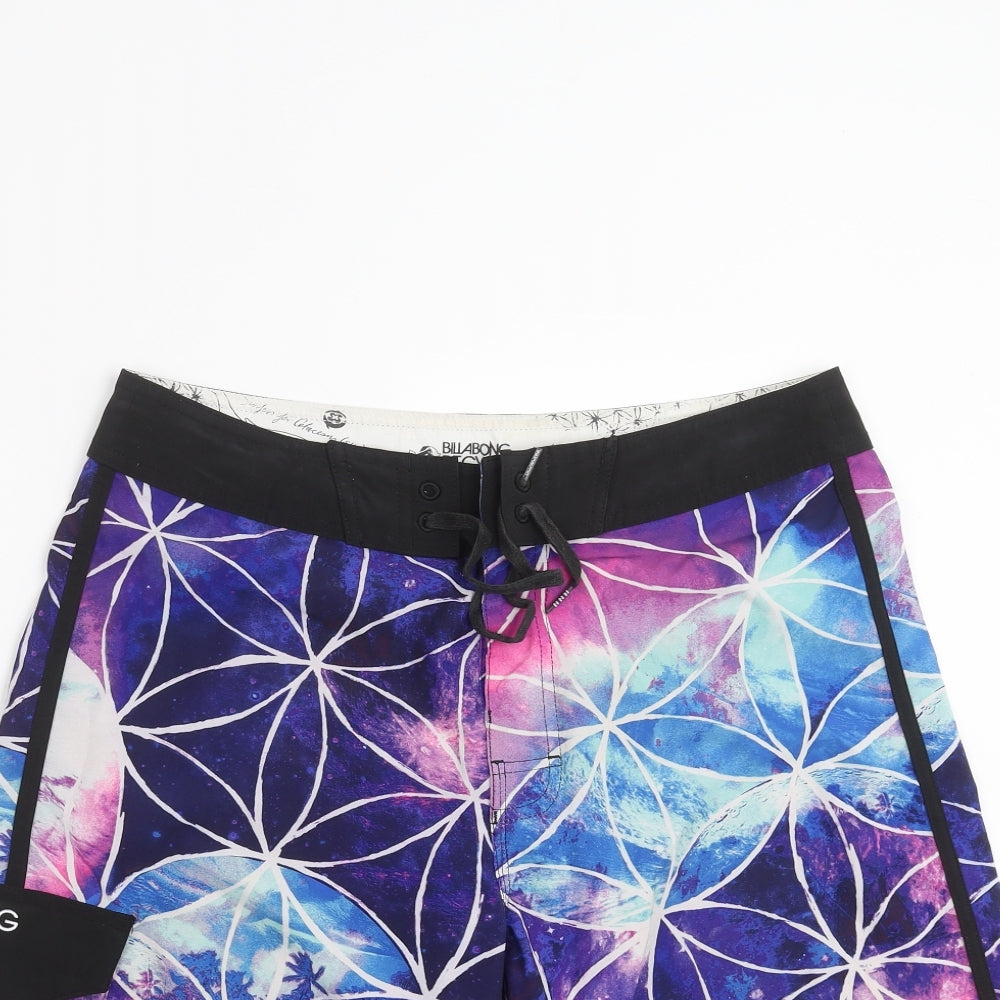 Billabong Mens Purple Geometric  Bermuda Shorts Size 34 in