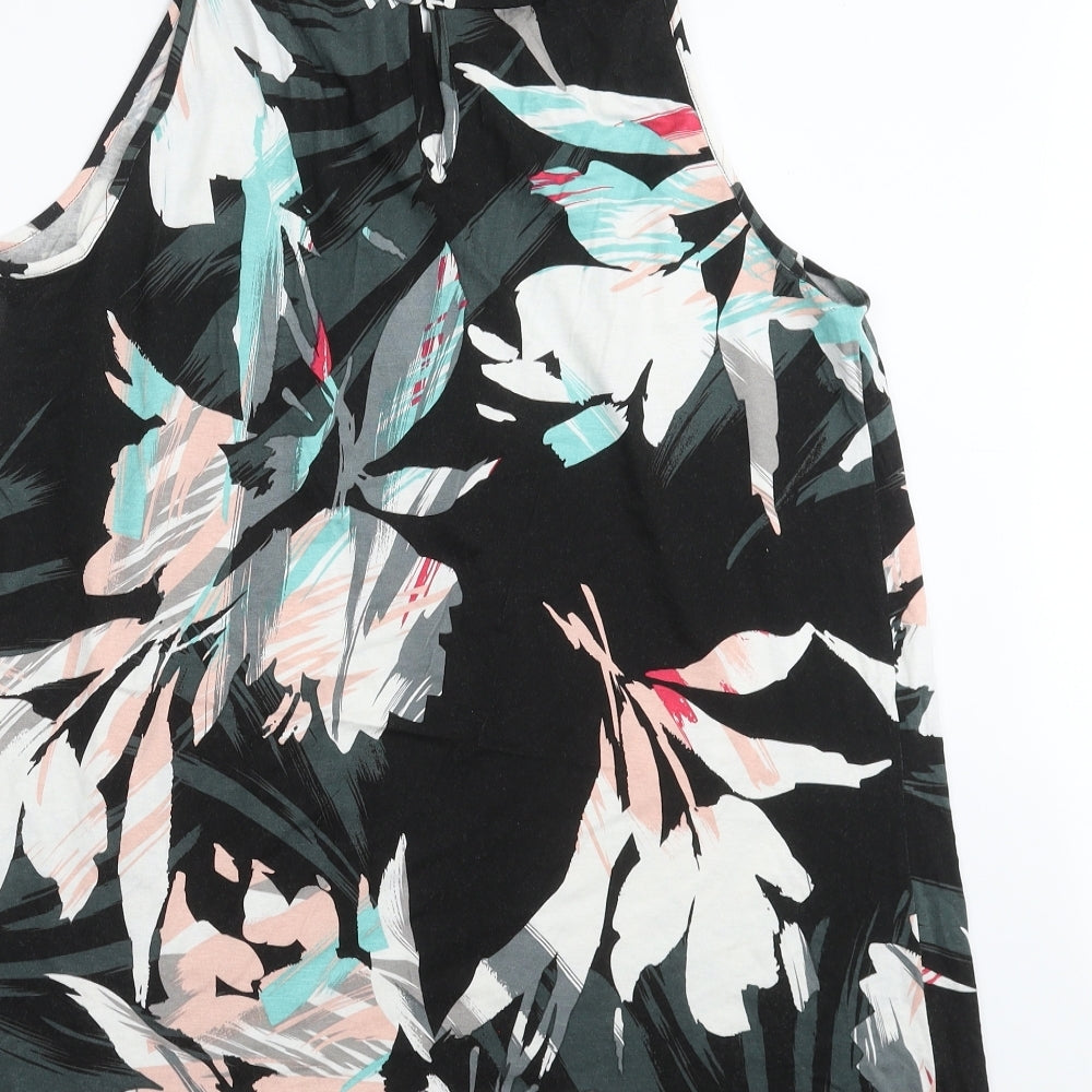 Roman Womens Black Floral  Basic Blouse Size 14