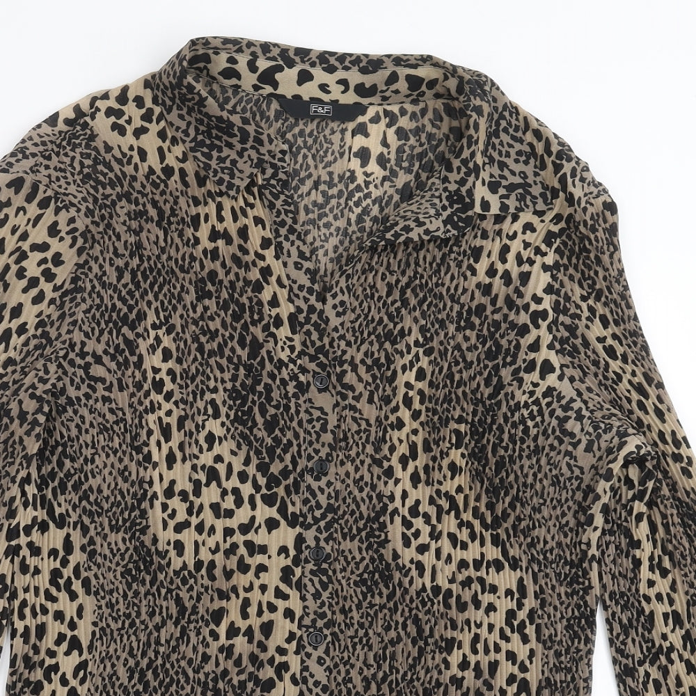 F&F Womens Brown Animal Print  Basic Blouse Size 18