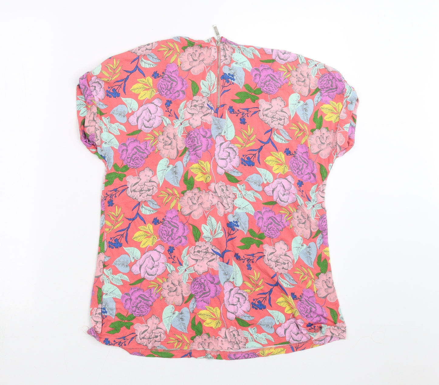 Peacocks Womens Pink Floral  Basic T-Shirt Size 14
