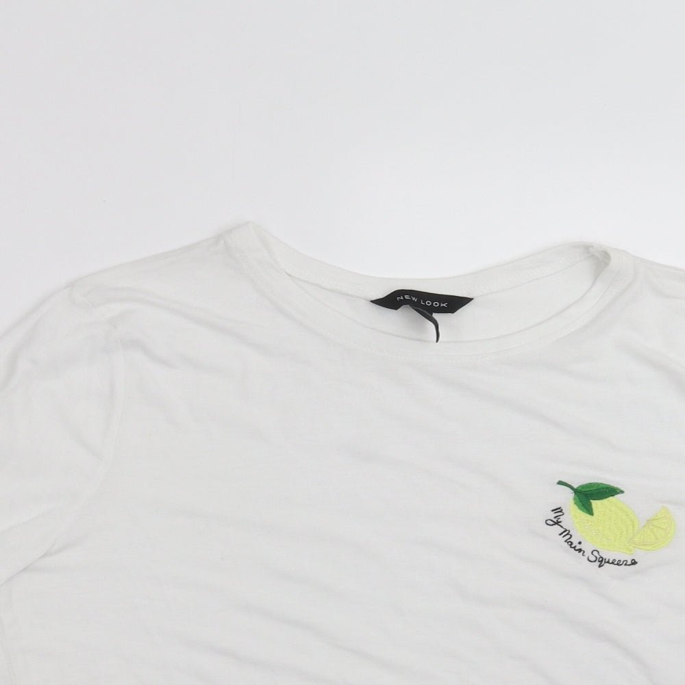New Look Womens White   Basic T-Shirt Size 16  - lemon