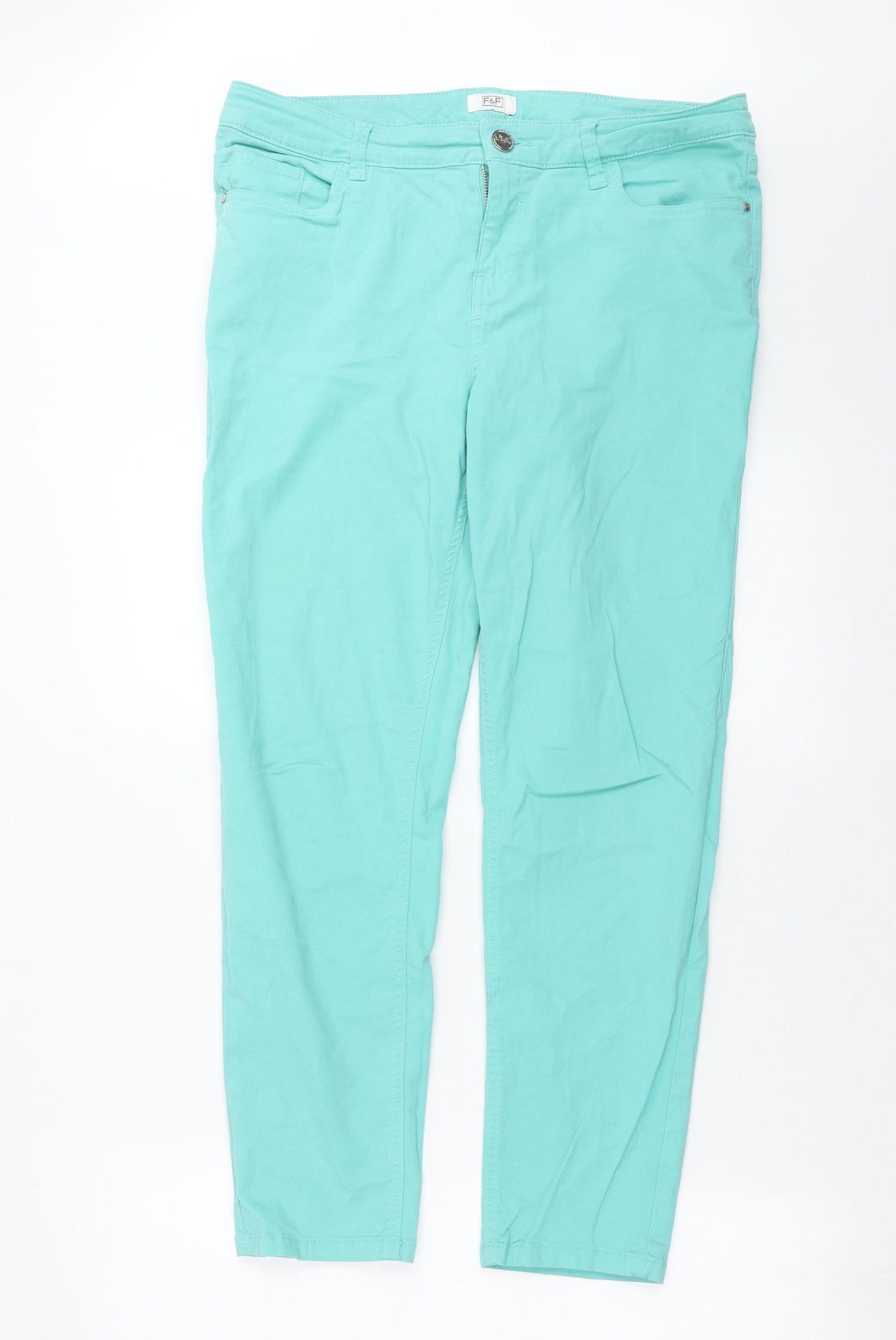 F&F Womens Green  Denim Skinny Jeans Size 14 L27 in