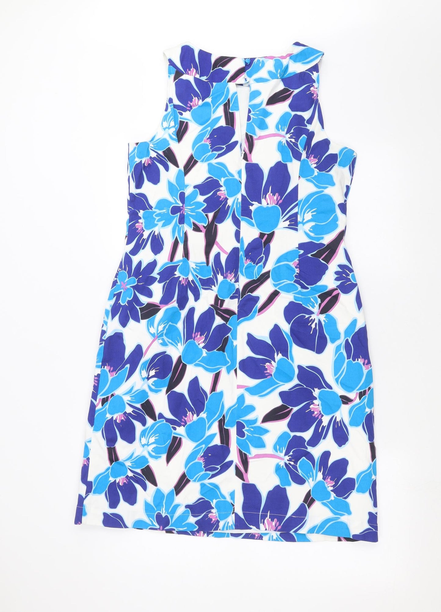 Roman Womens Blue Floral  Shift  Size 14  - beaded neck line