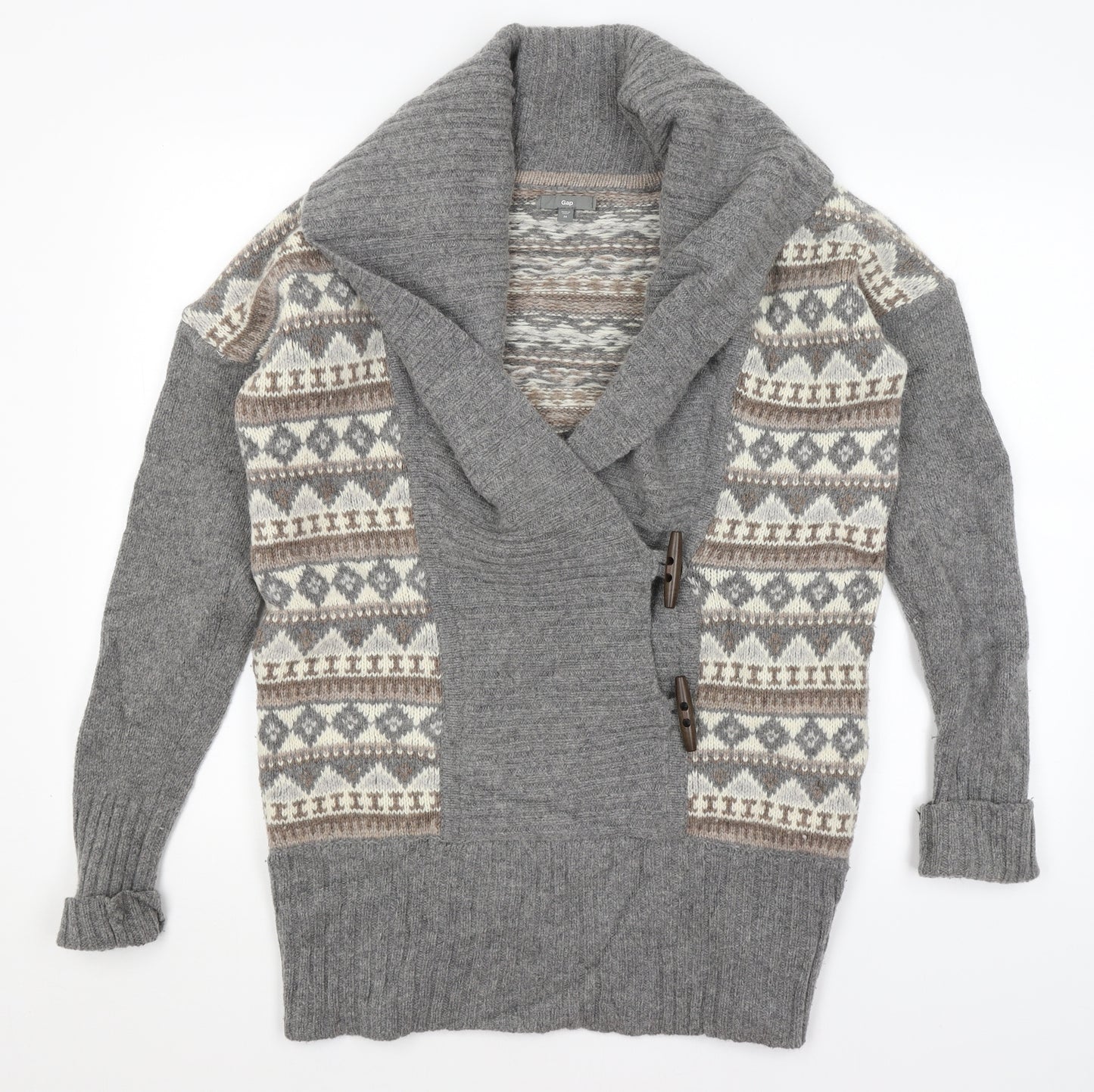 Gap Mens Grey Geometric  Cardigan Jumper Size M