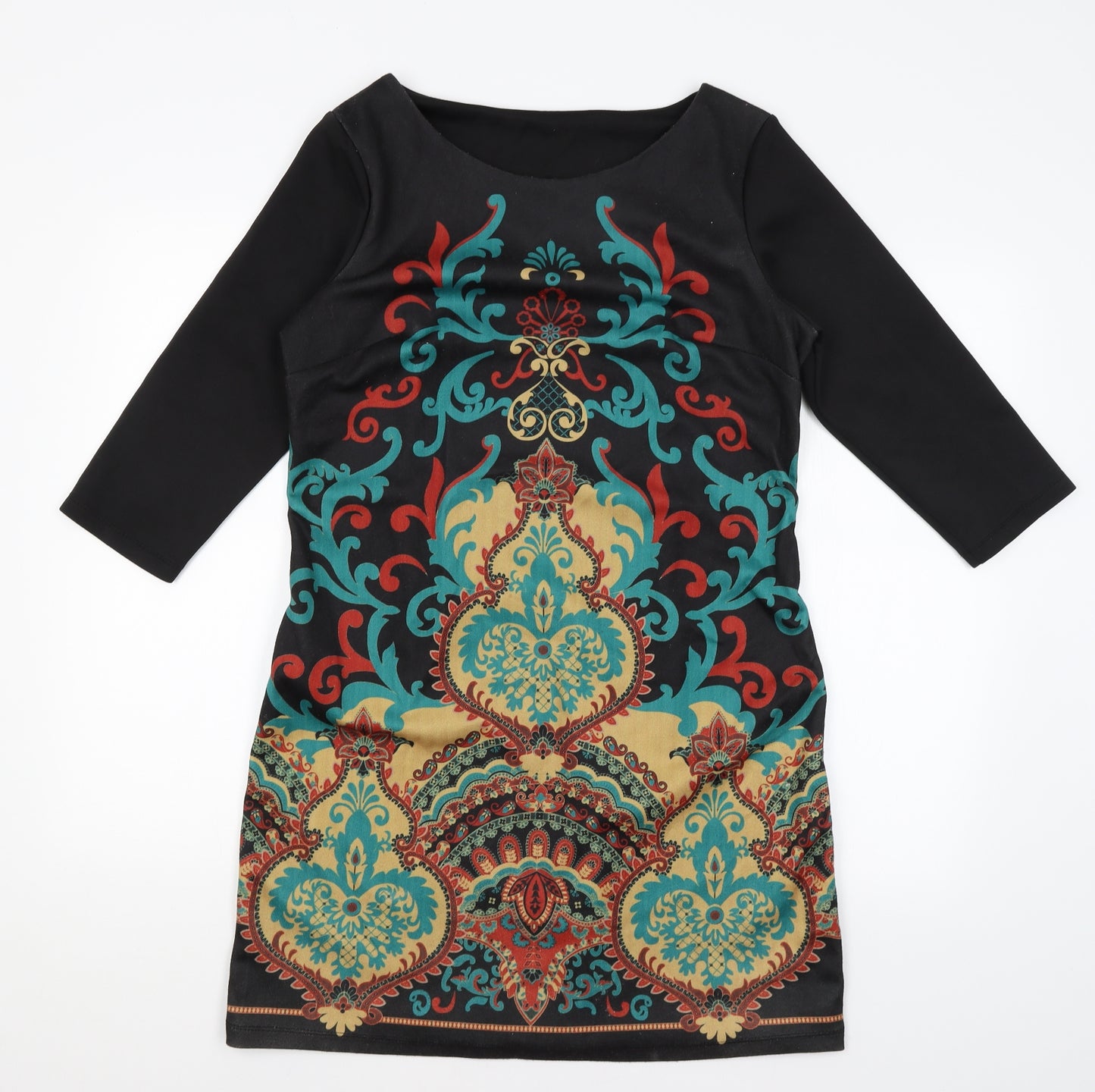 Preworn Womens Black Paisley  A-Line  Size XL