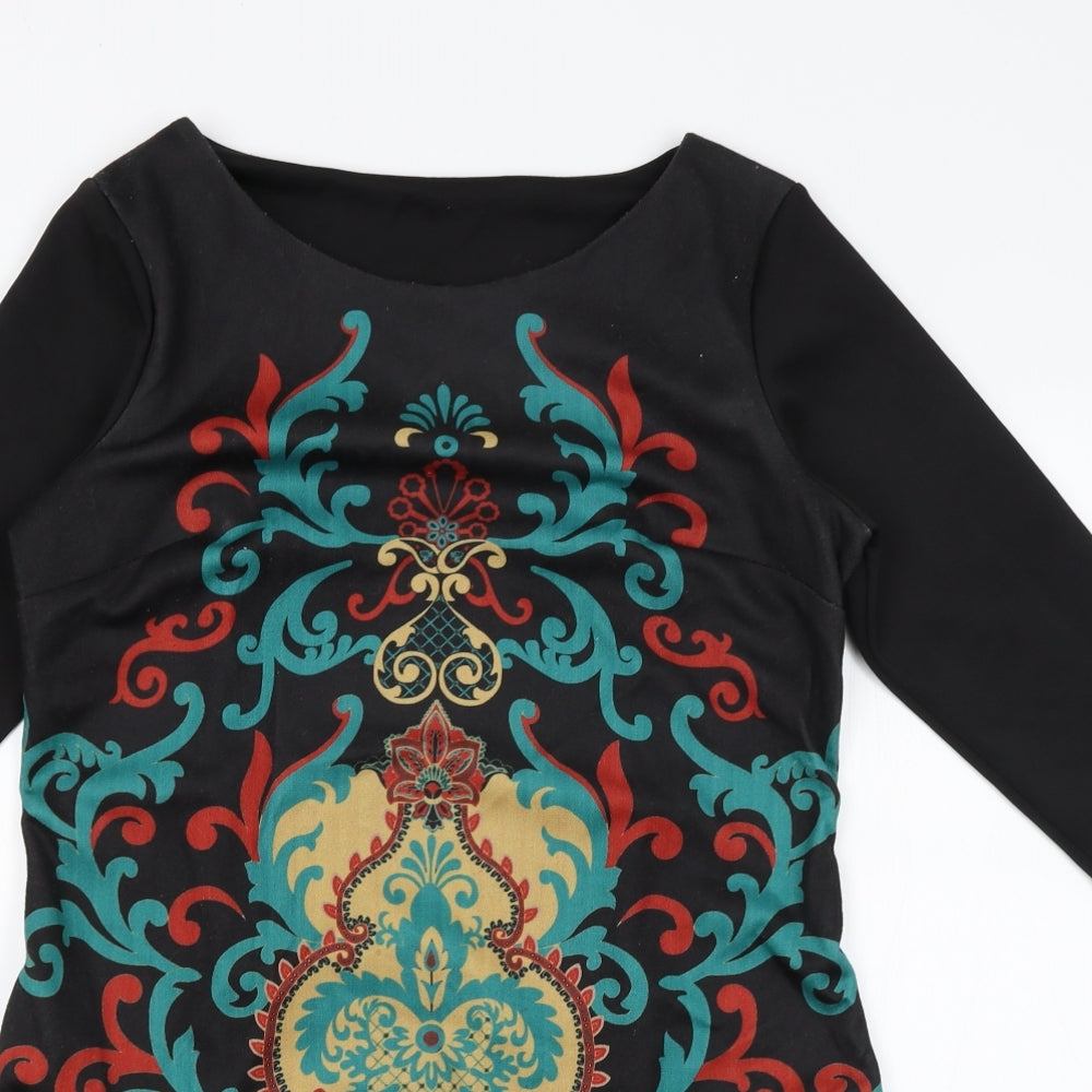 Preworn Womens Black Paisley  A-Line  Size XL