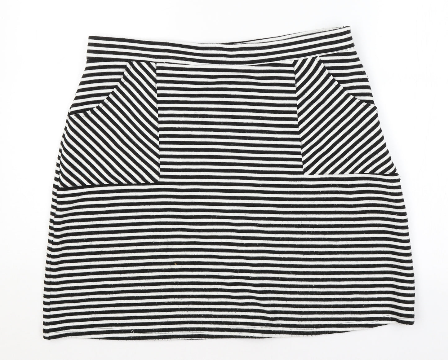 Papaya Womens White Striped  A-Line Skirt Size 14