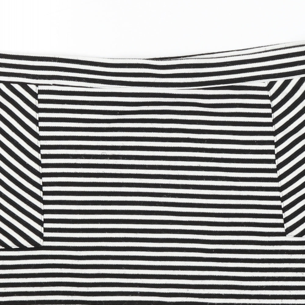 Papaya Womens White Striped  A-Line Skirt Size 14