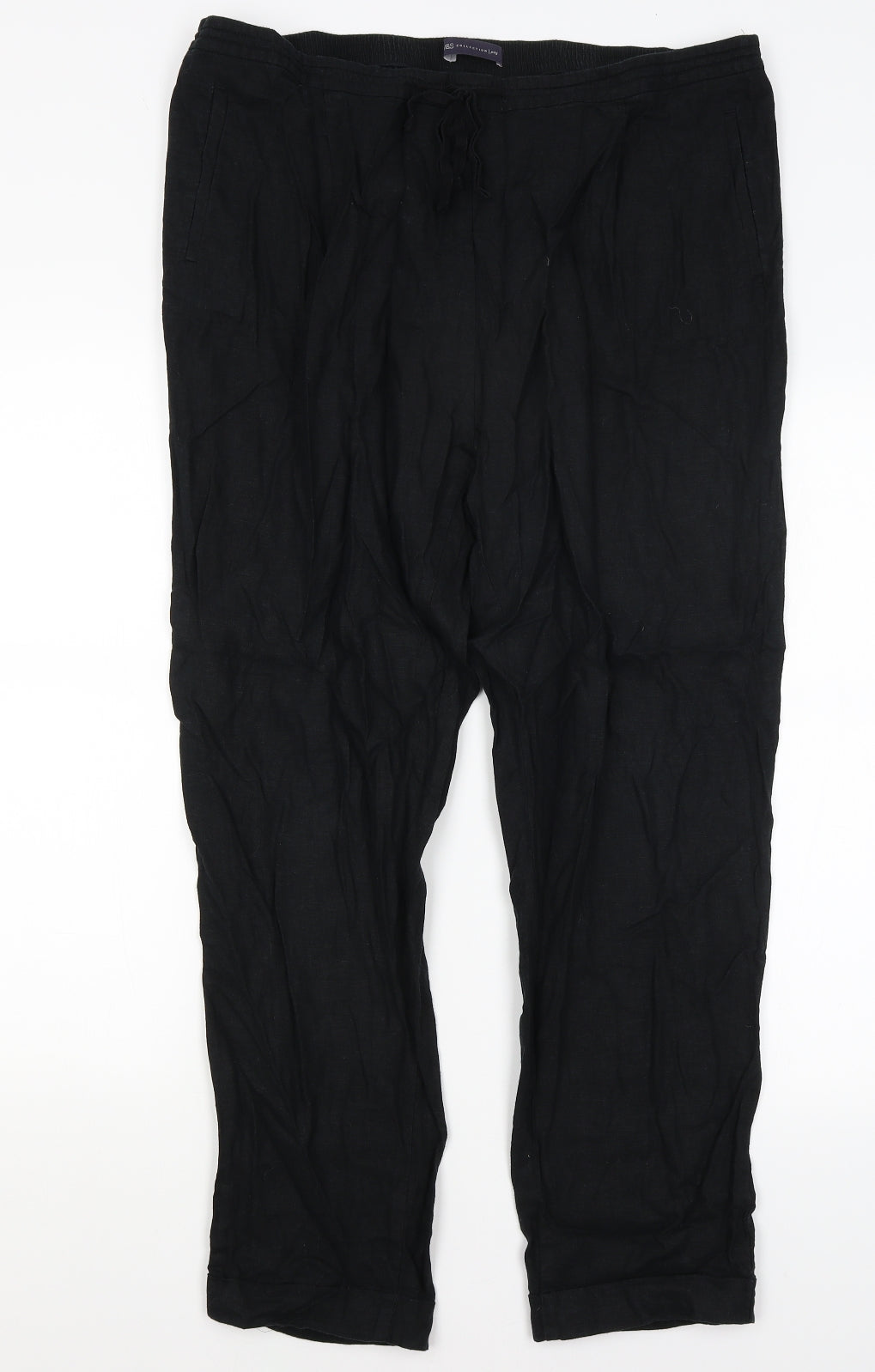 M&S Womens Black   Trousers  Size 18 L29 in
