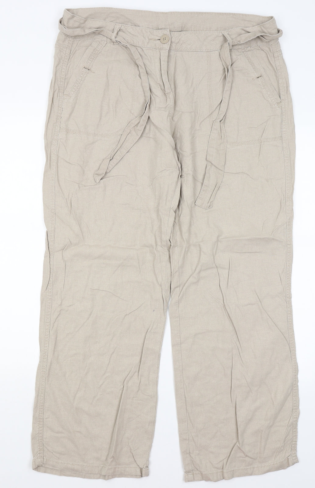 M&S Womens Beige   Trousers  Size 16 L29 in