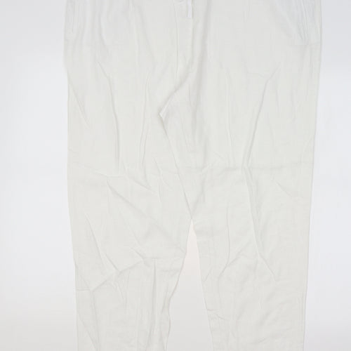 M&S Womens White   Trousers  Size 22 L27 in