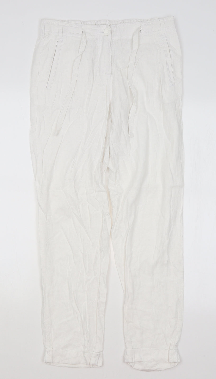 M&S Womens White   Trousers  Size 8 L27 in