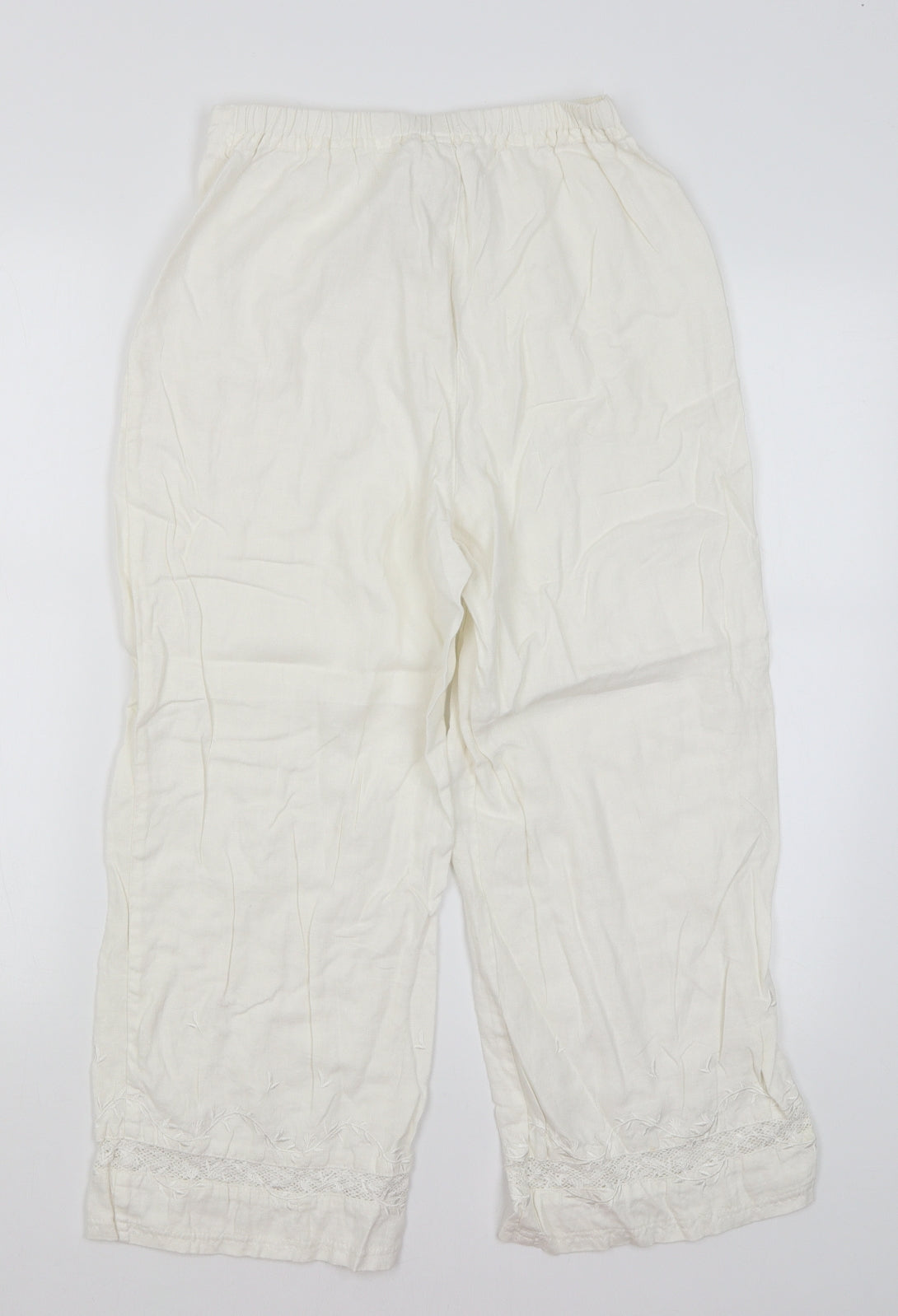 M&S Womens White   Cropped Trousers Size 8 L21 in