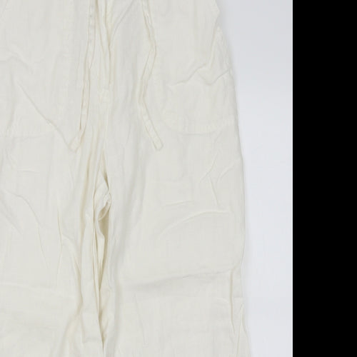 M&S Womens White   Cropped Trousers Size 8 L21 in