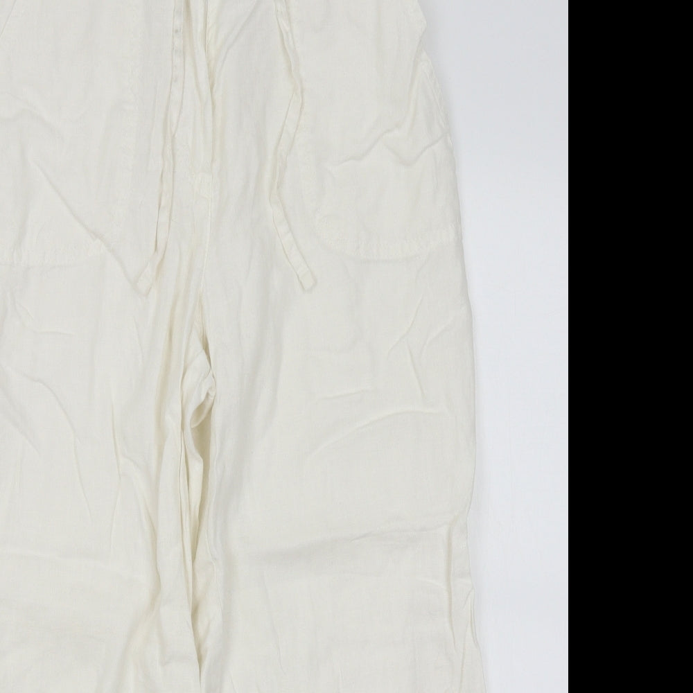 M&S Womens White   Cropped Trousers Size 8 L21 in