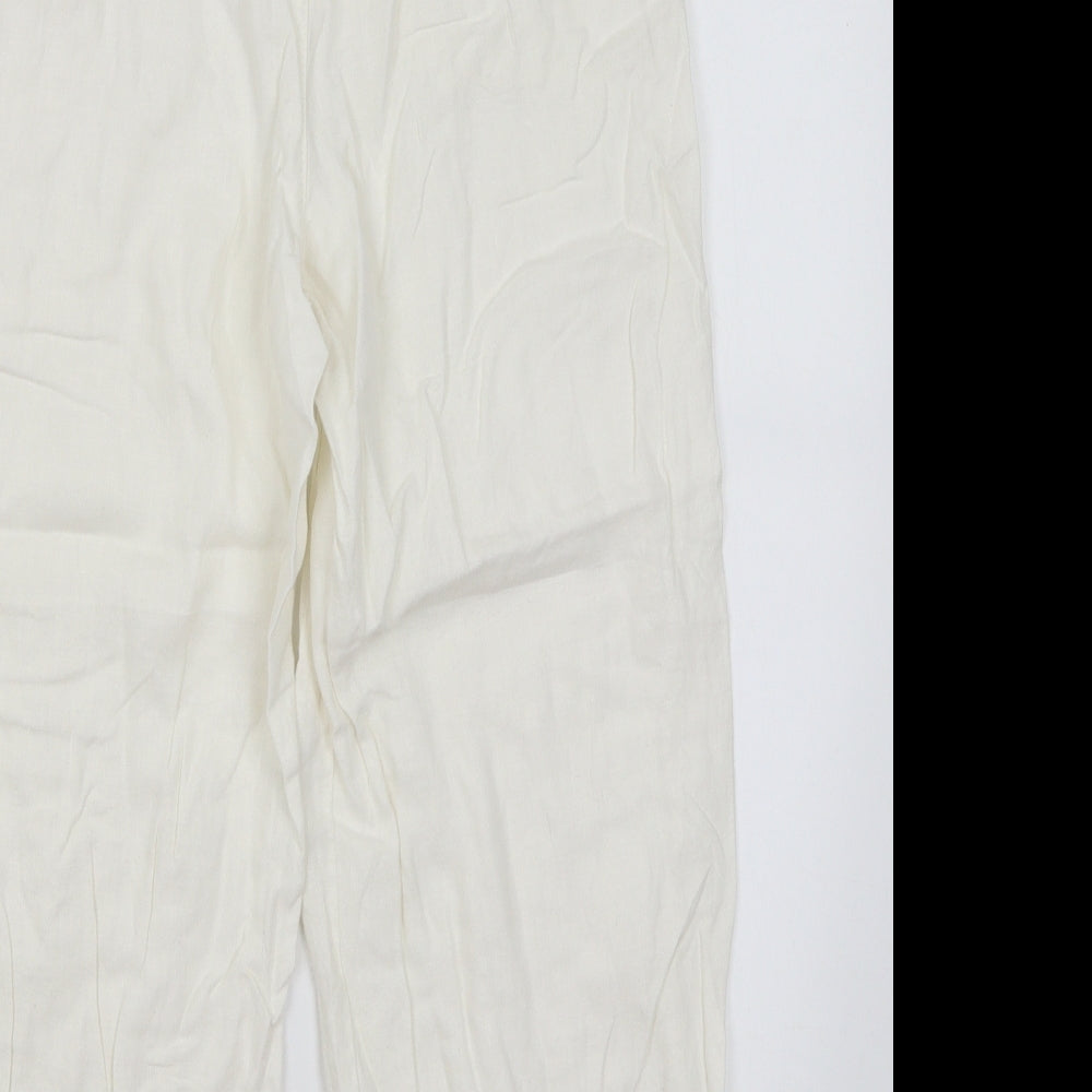 M&S Womens White   Cropped Trousers Size 8 L21 in