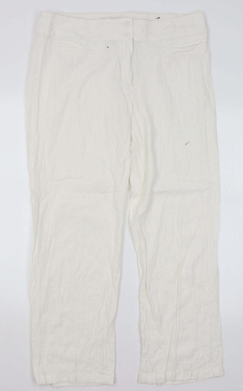 M&S Womens White   Trousers  Size 16 L28 in