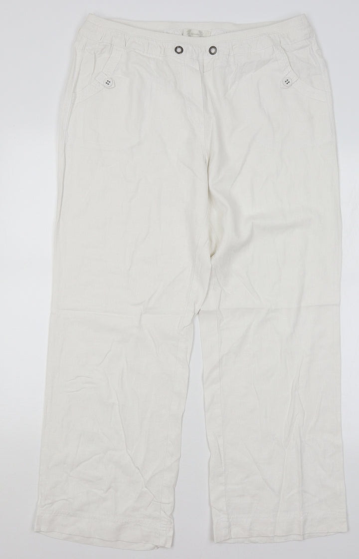 Authentic Womens White Trousers Size 16 L28 in