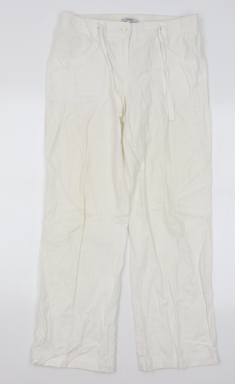 George Womens White   Trousers  Size 12 L28 in