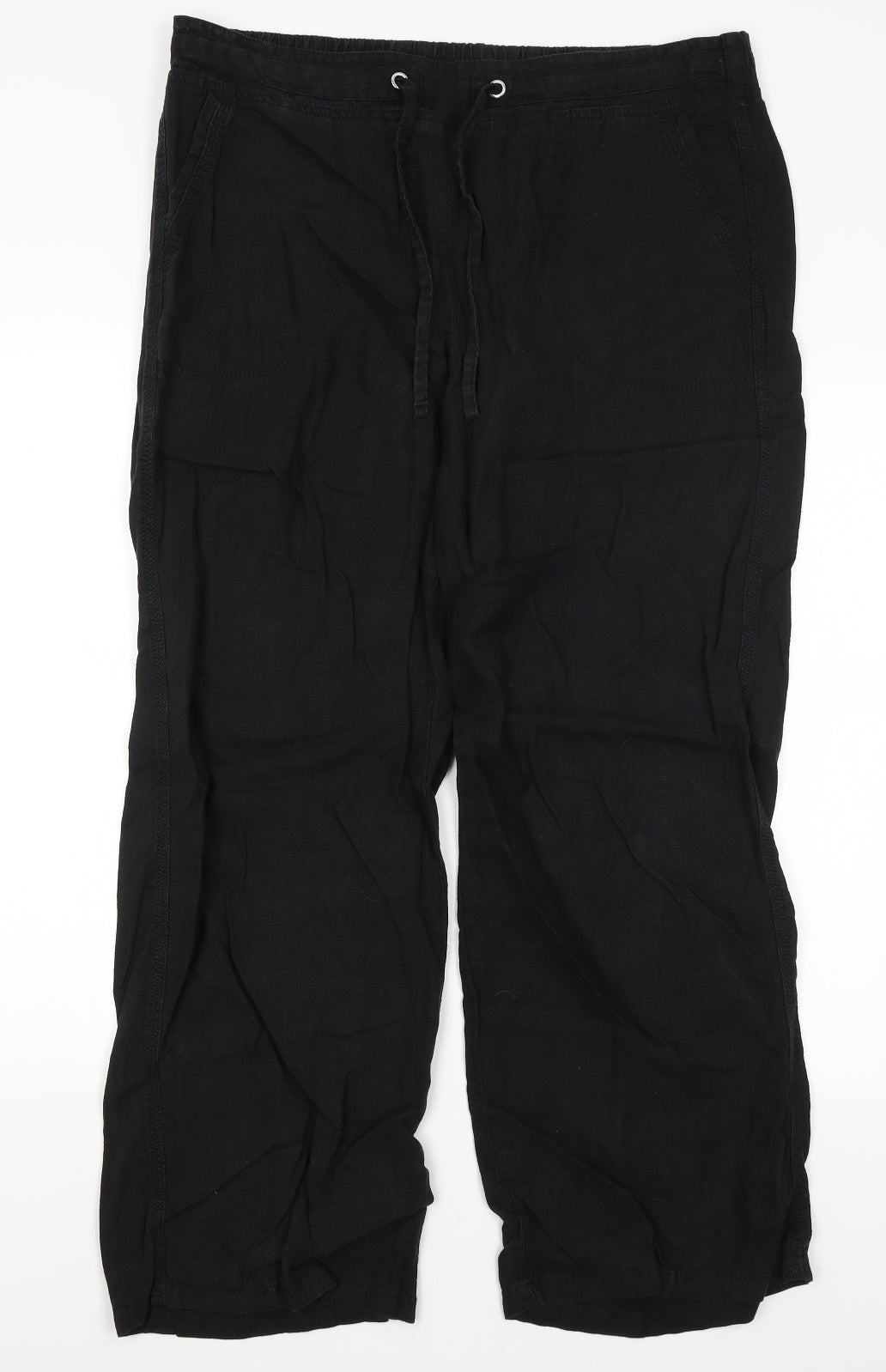 M&S Womens Black   Trousers  Size 16 L28 in