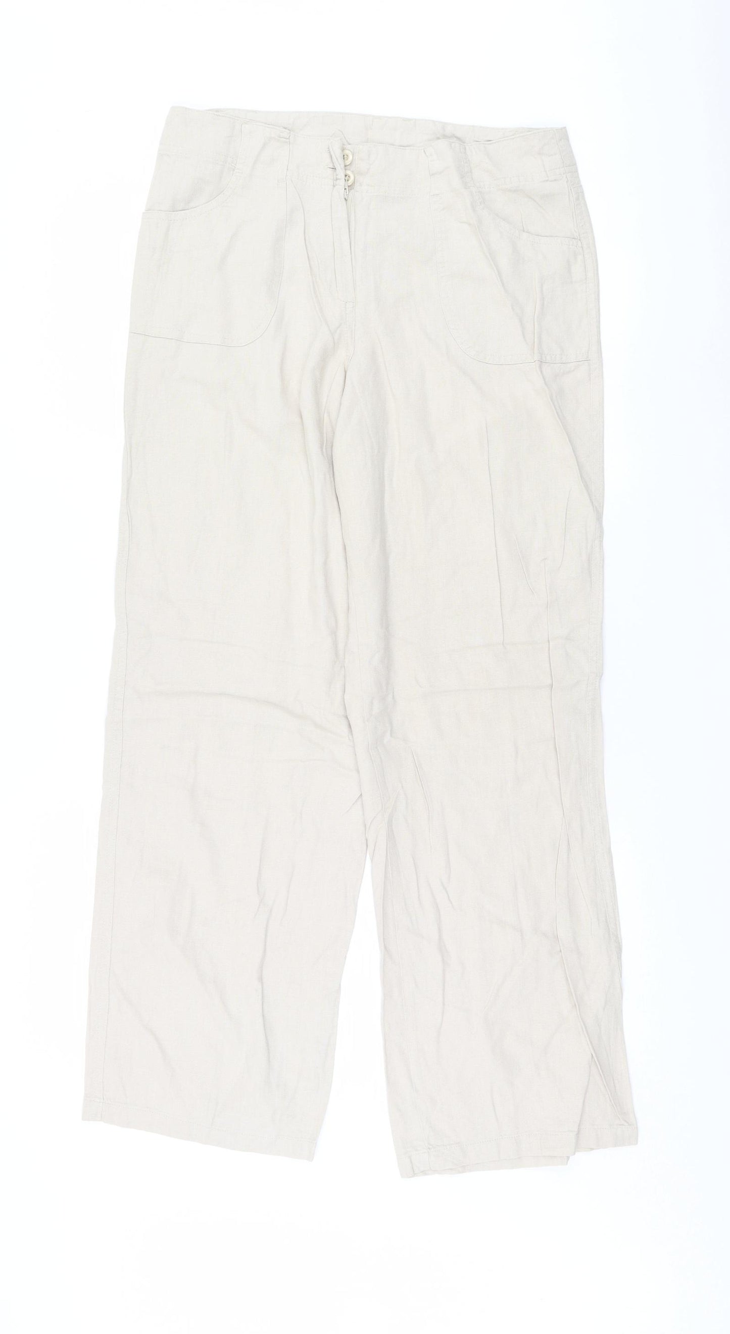 Mia Moda Womens Beige   Trousers  Size 12 L30 in