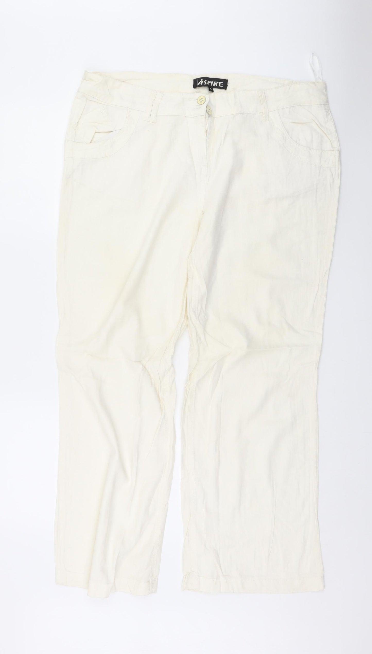 Aspire Womens White   Trousers  Size L L29.5 in