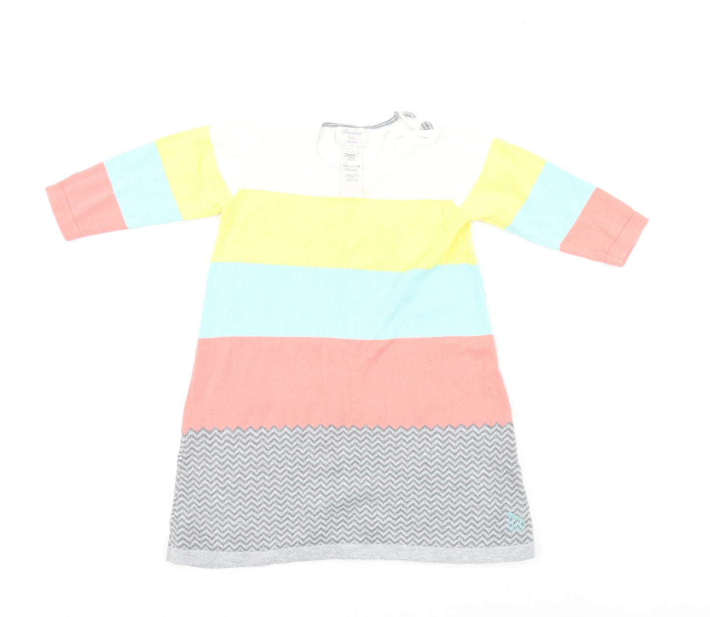 bonnie kids london Girls Multicoloured Striped  Pullover Jumper Size 4-5 Years