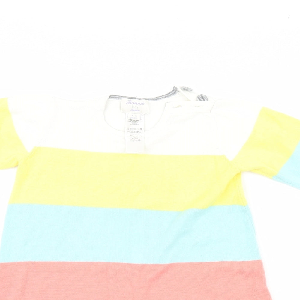 bonnie kids london Girls Multicoloured Striped  Pullover Jumper Size 4-5 Years