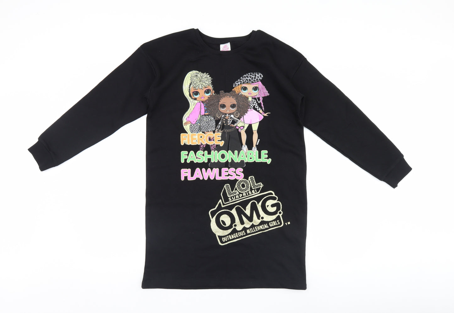 George Girls Black   Henley Sweatshirt Size 10-11 Years  - LOL Dolls