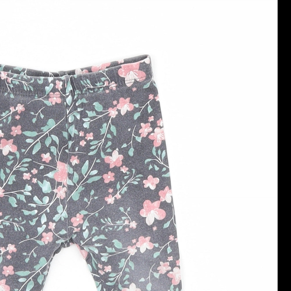 So cute Girls Multicoloured Floral  Jogger Leggings Size 6-9 Months
