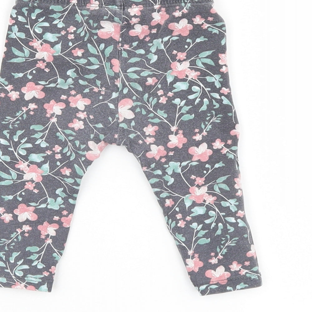So cute Girls Multicoloured Floral  Jogger Leggings Size 6-9 Months