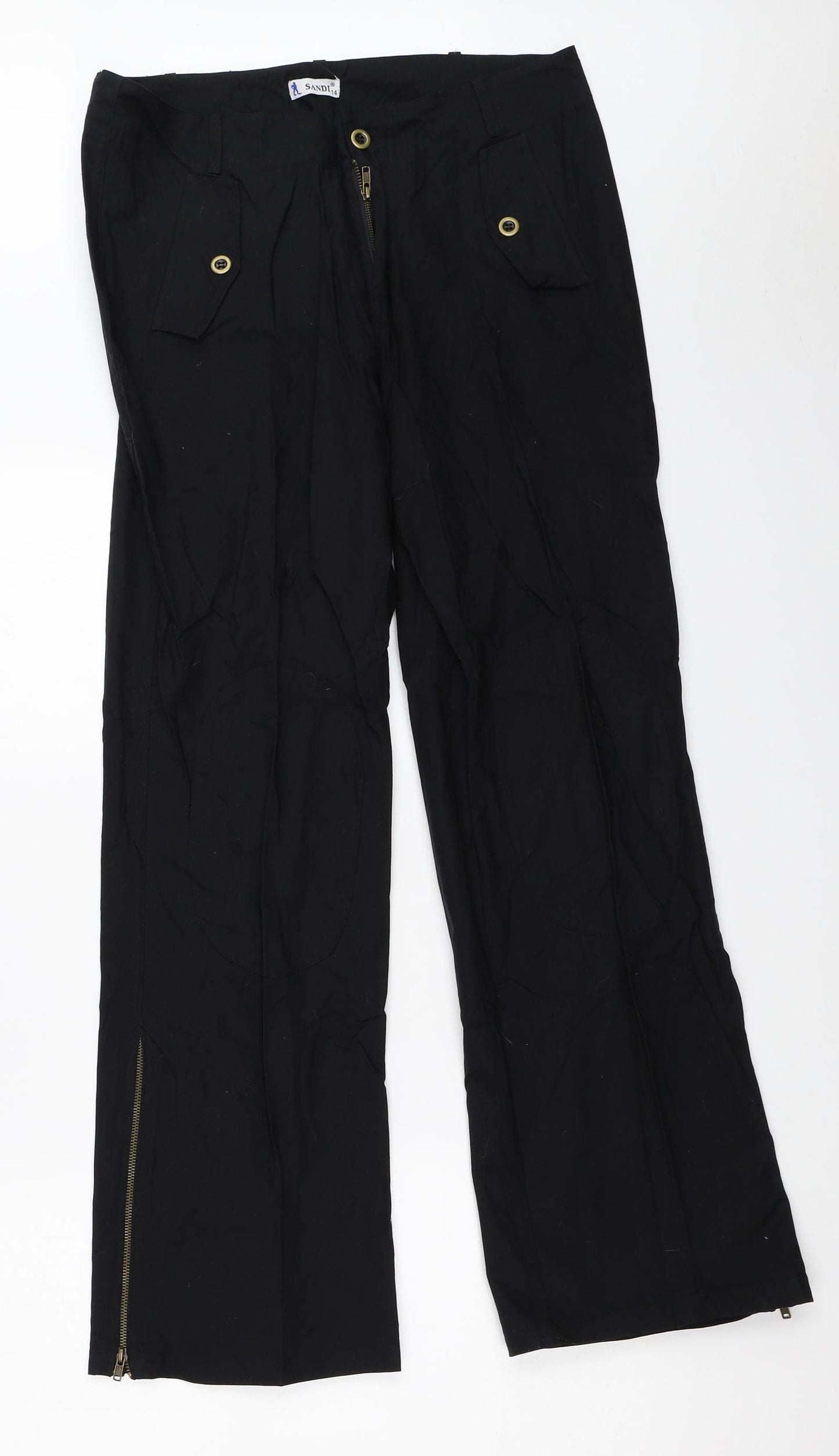 Sandi Womens Black   Trousers  Size 14 L30 in