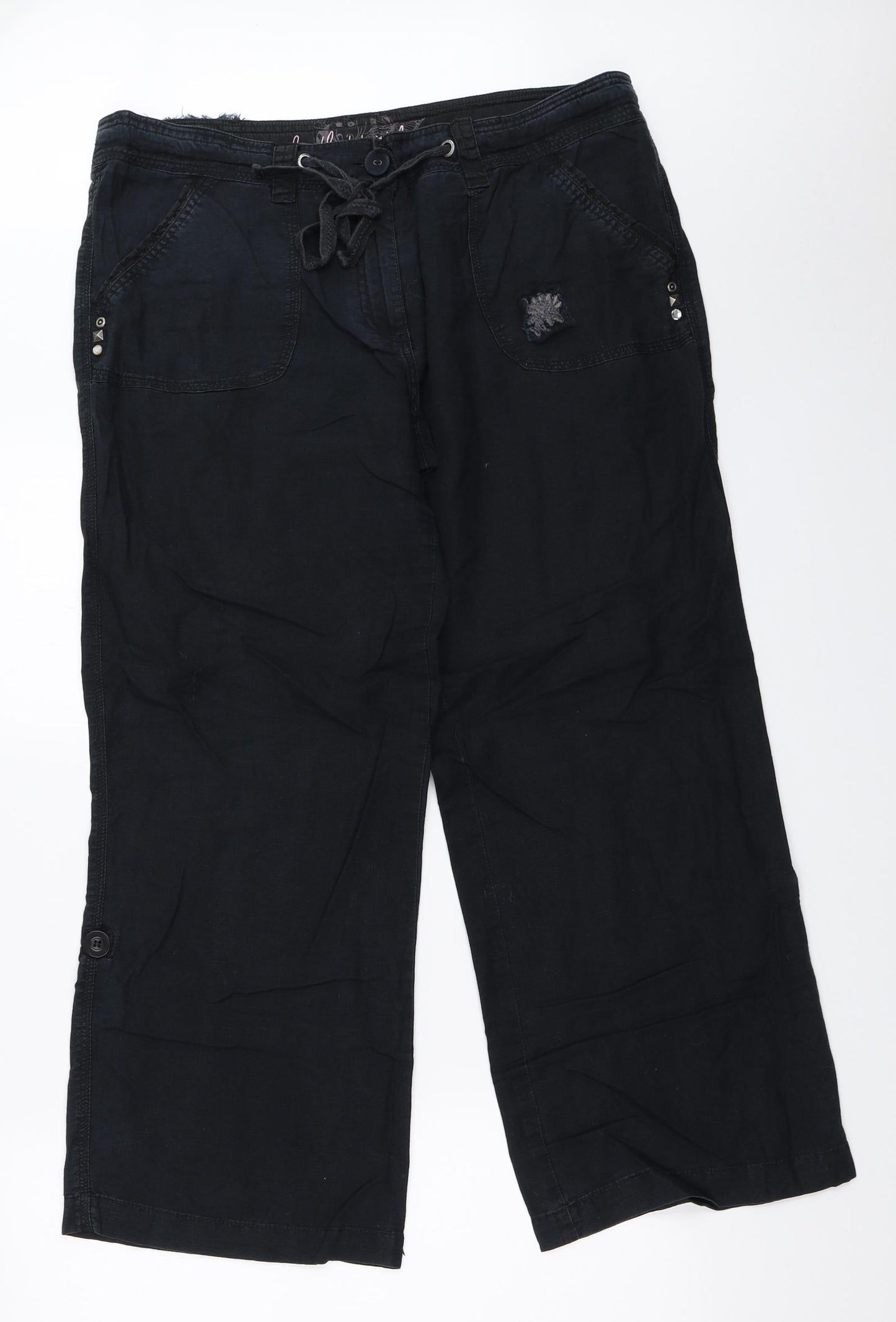 Evans Womens Black   Trousers  Size 16 L28.5 in